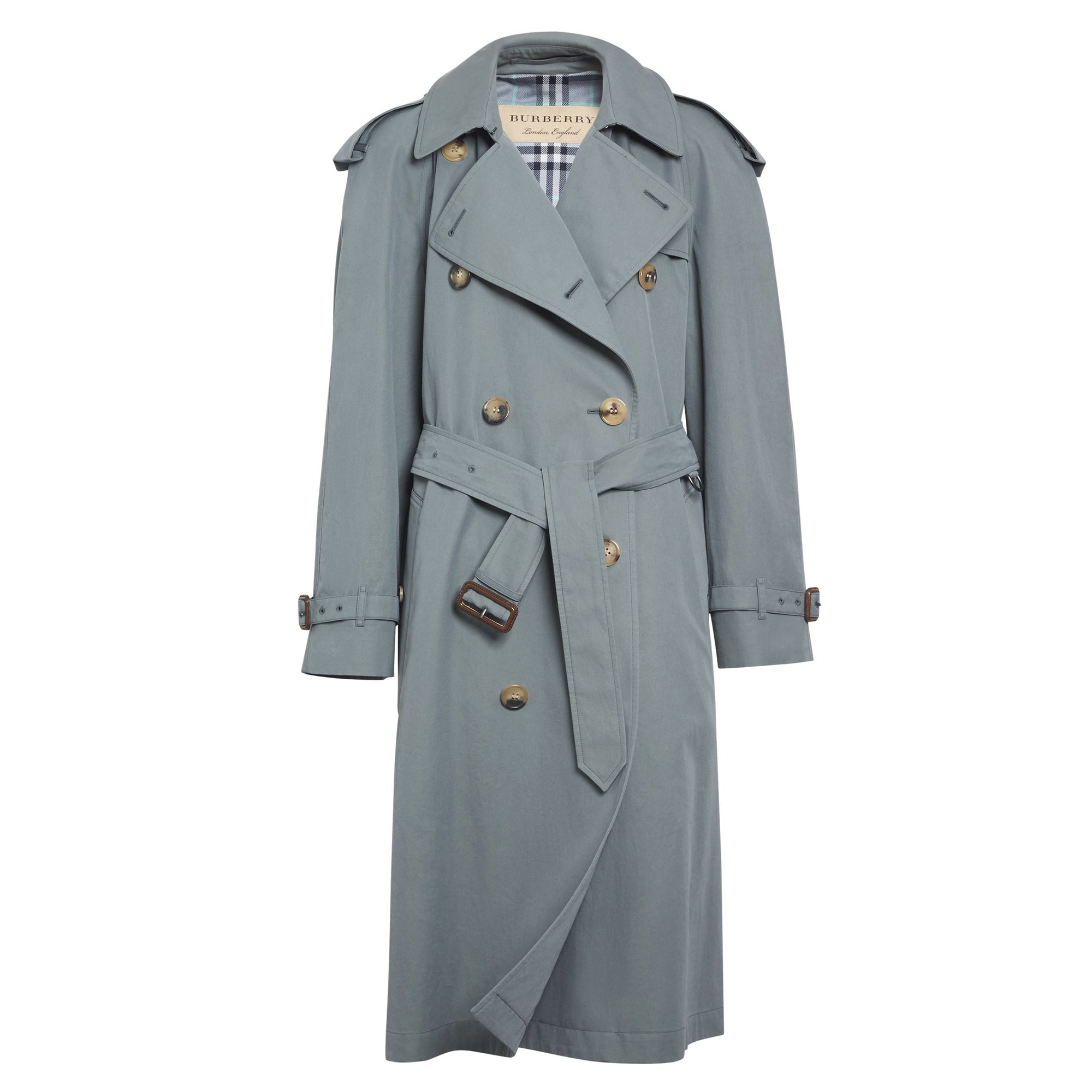 Trench en gabardine tropicale doublé de laine - Dusty Blue