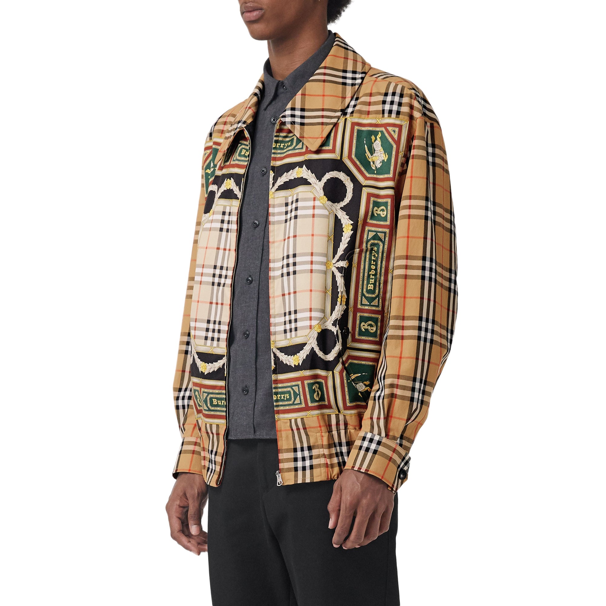 Veste Harrington à imprimé écharpes d'archive - Antique Yellow