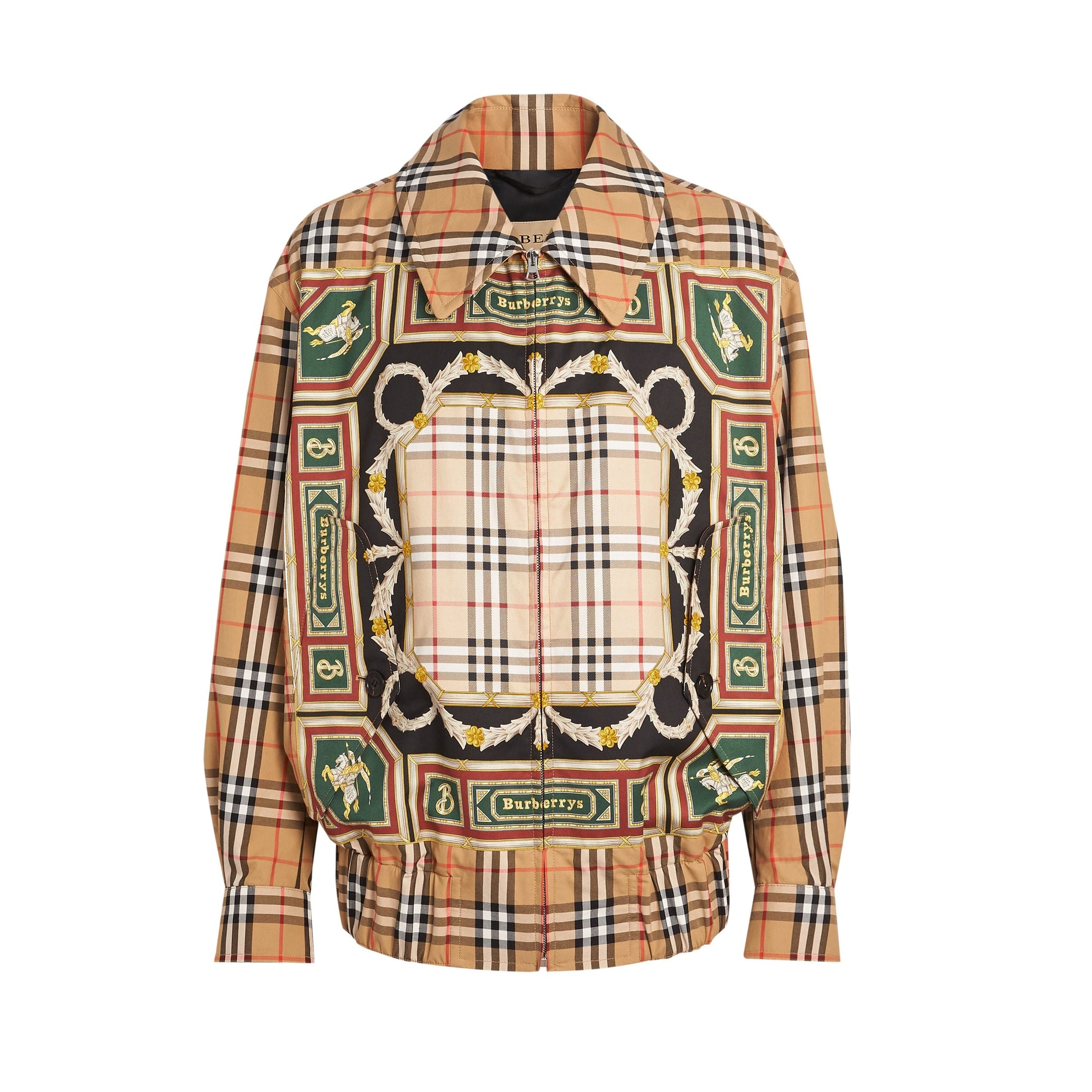 Veste Harrington à imprimé écharpes d'archive - Antique Yellow