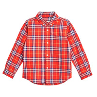 Chemise en flanelle à motif check avec col boutonné - Orange Red