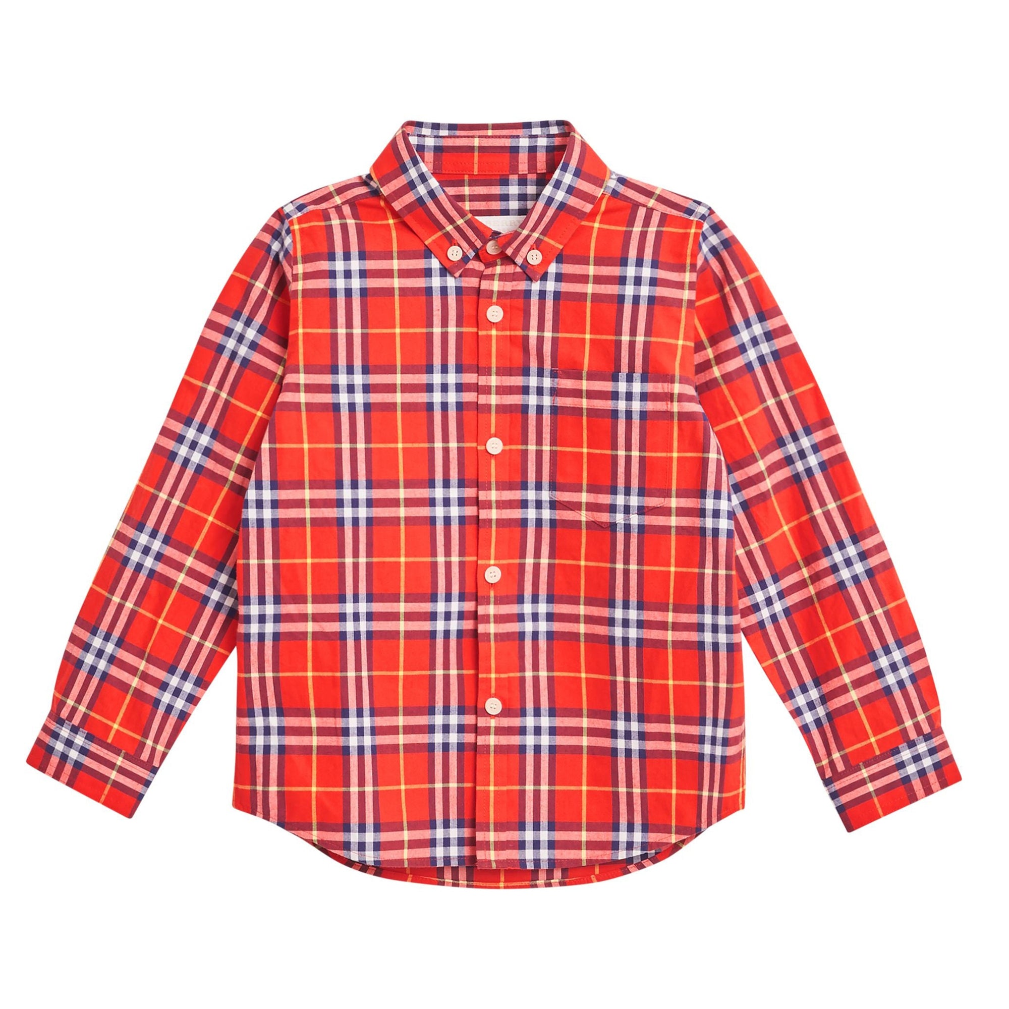 Chemise en flanelle à motif check avec col boutonné - Orange Red