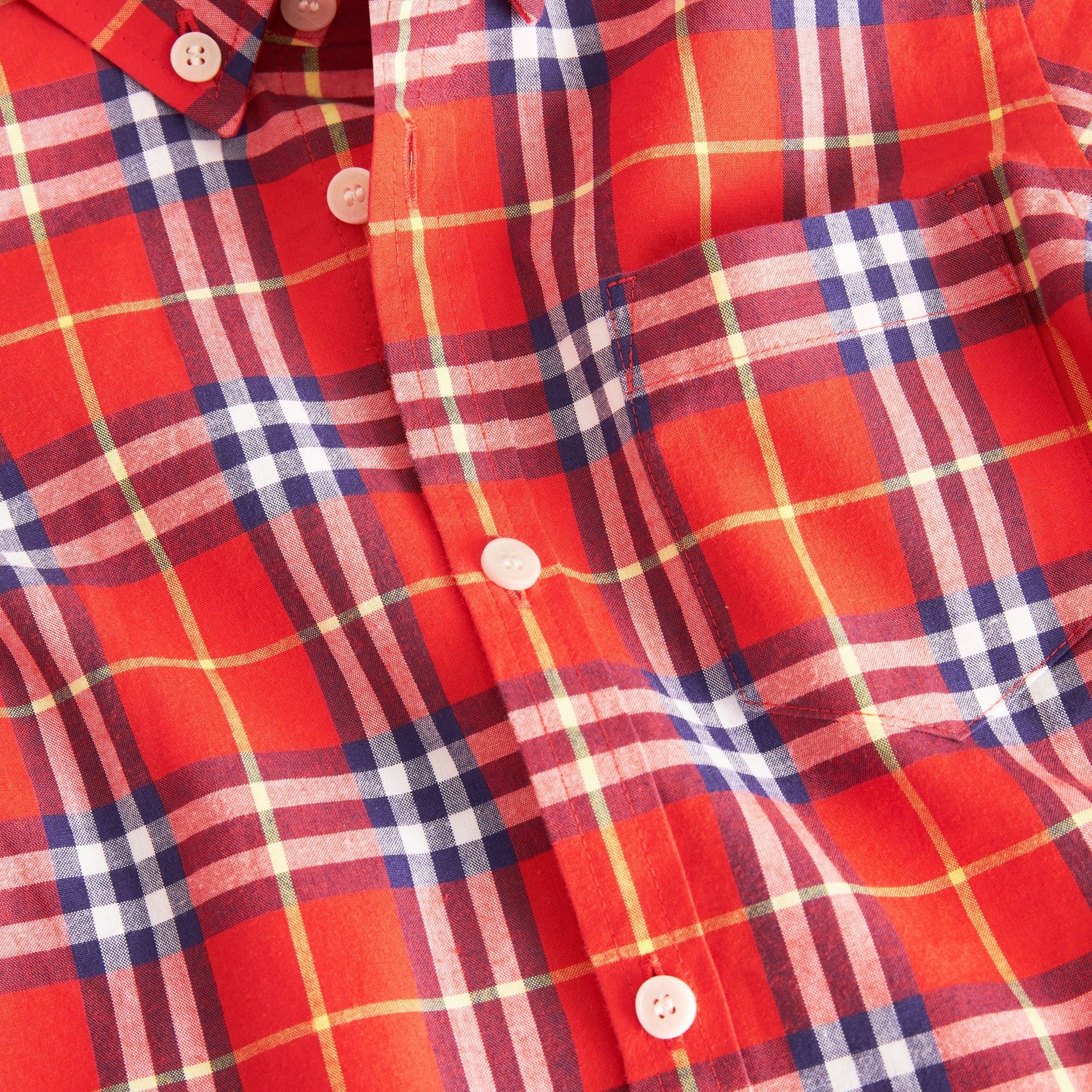 Chemise en flanelle à motif check avec col boutonné - Orange Red