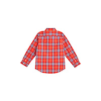 Chemise en flanelle à motif check avec col boutonné - Orange Red