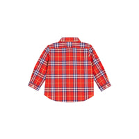 Chemise en coton à motif check avec col boutonné - Orange Red
