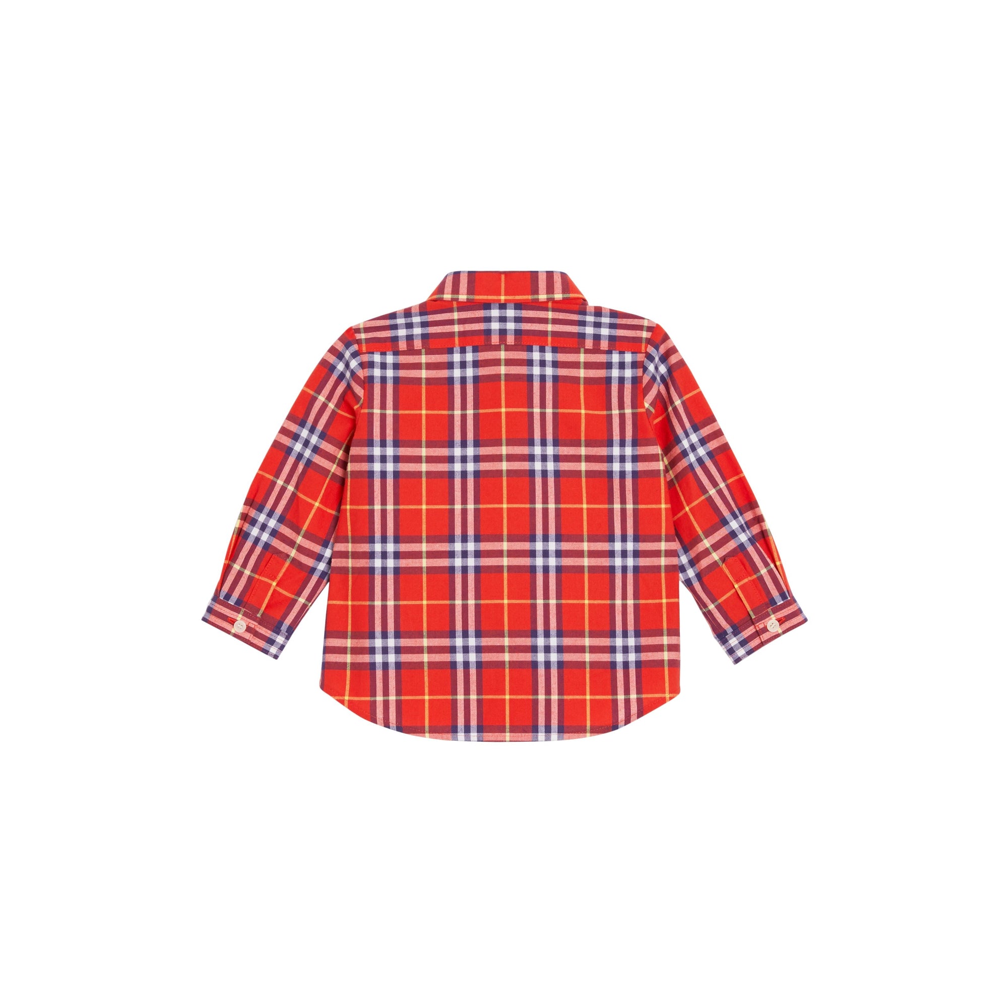 Chemise en coton à motif check avec col boutonné - Orange Red