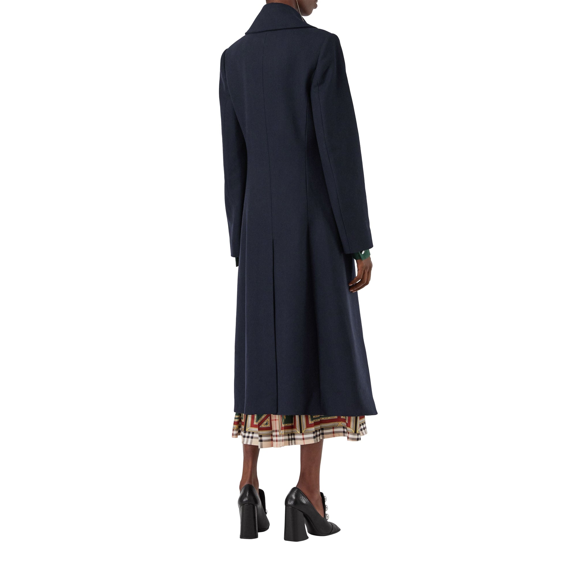 Manteau ajusté double boutons en laine & cachemire - Navy