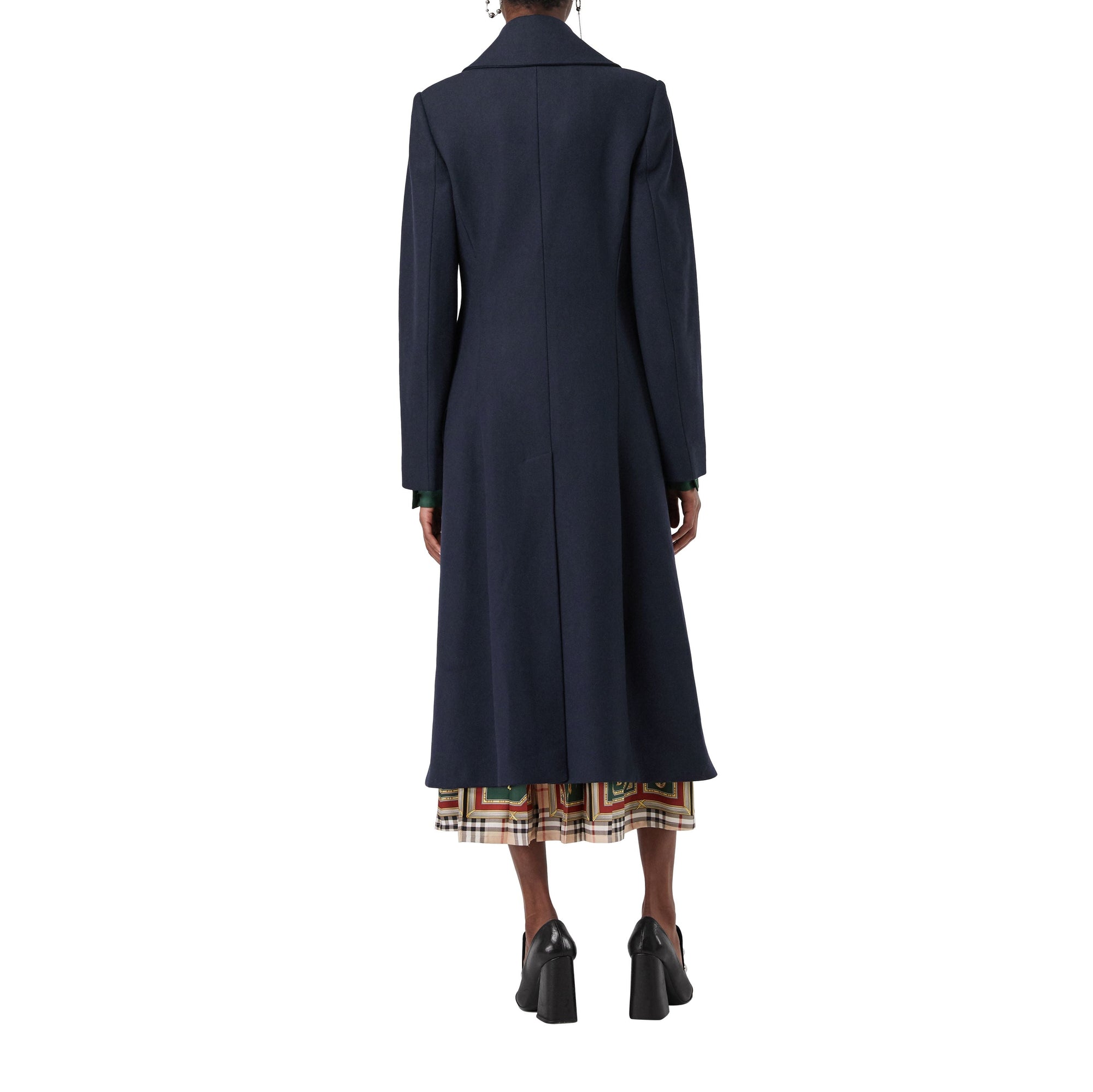 Manteau ajusté double boutons en laine & cachemire - Navy