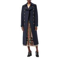 Manteau ajusté double boutons en laine & cachemire - Navy