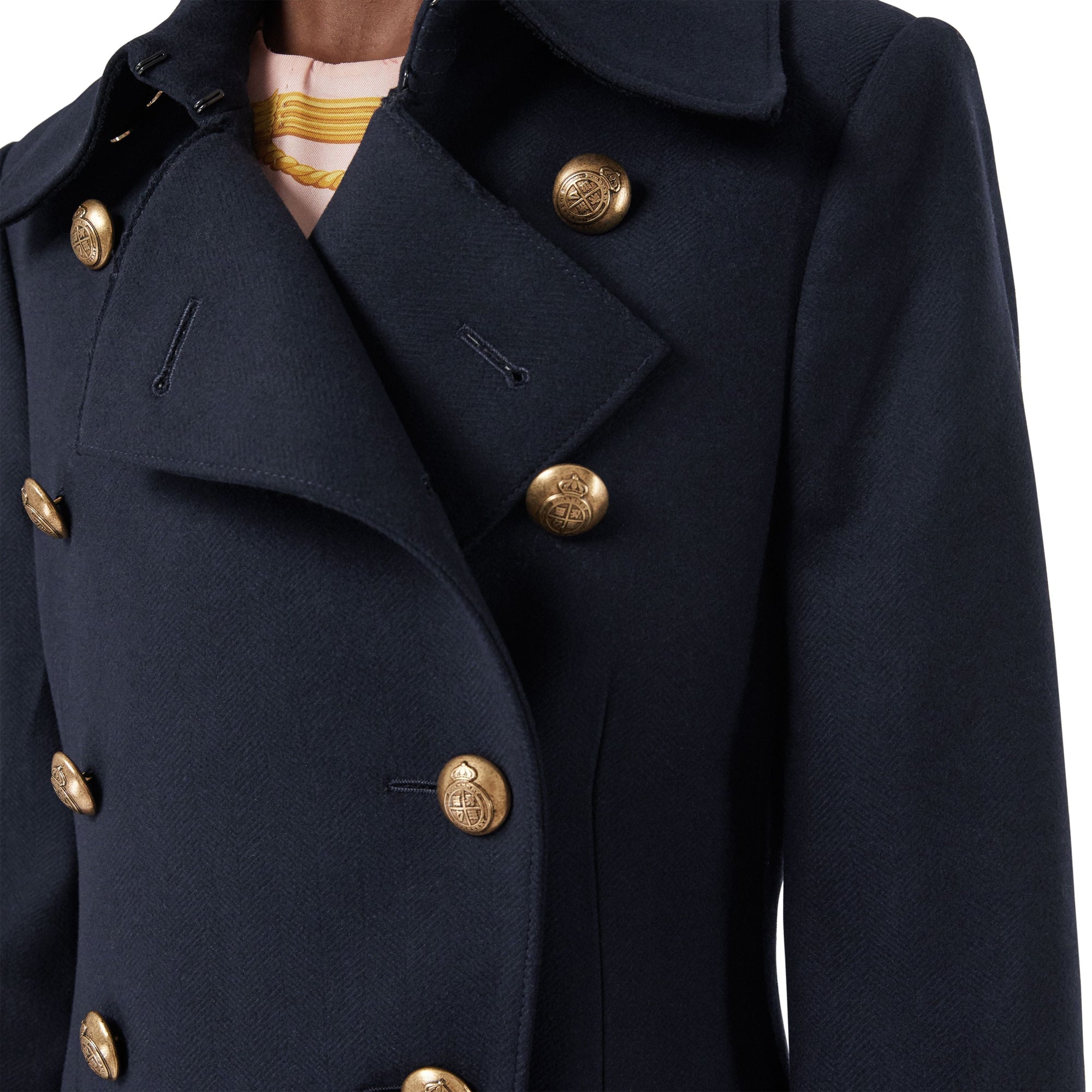Manteau ajusté double boutons en laine & cachemire - Navy