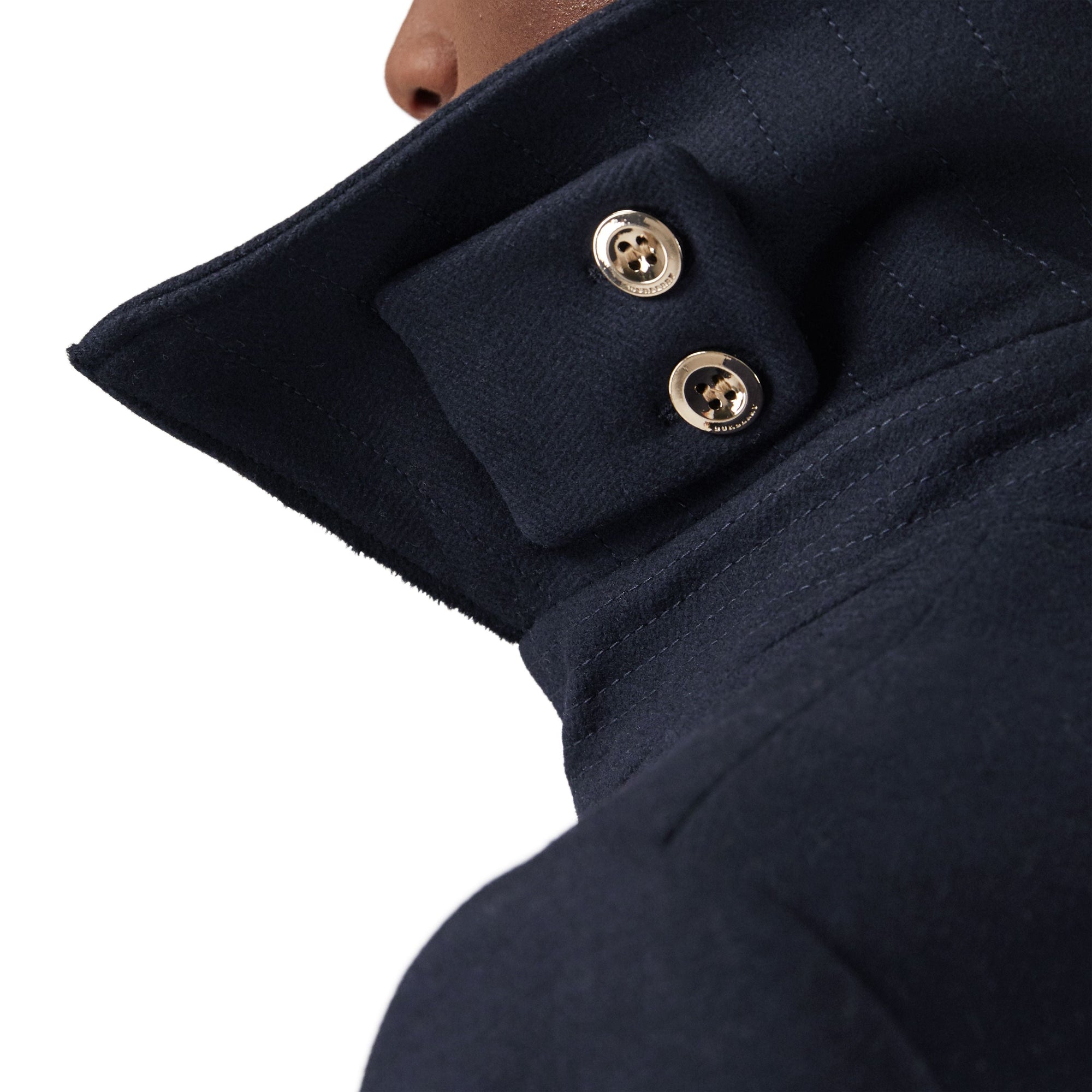 Manteau ajusté double boutons en laine & cachemire - Navy