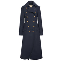 Manteau ajusté double boutons en laine & cachemire - Navy