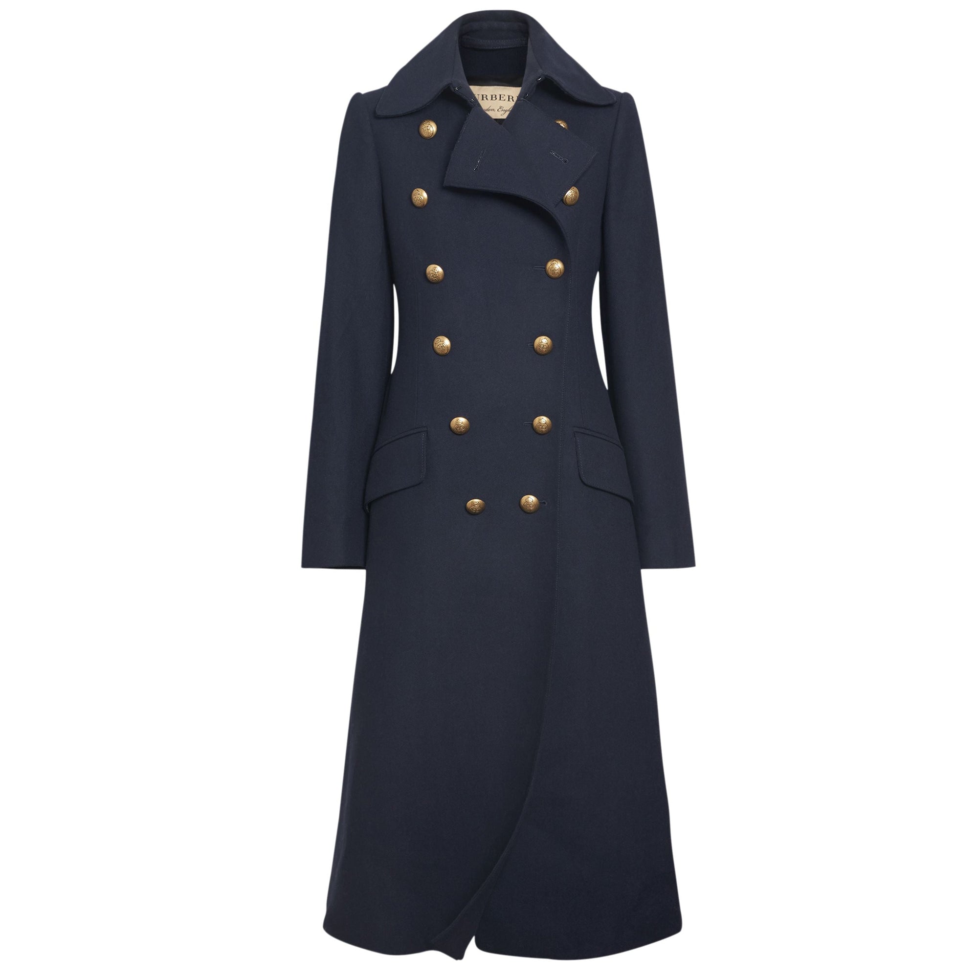 Manteau ajusté double boutons en laine & cachemire - Navy