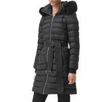 Doudoune rembourrée en duvet avec bordure en shearling amovible - Black