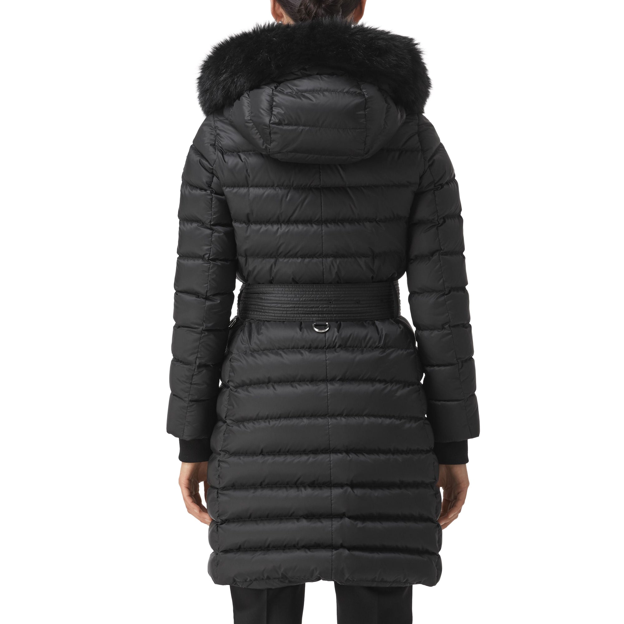 Doudoune rembourrée en duvet avec bordure en shearling amovible - Black