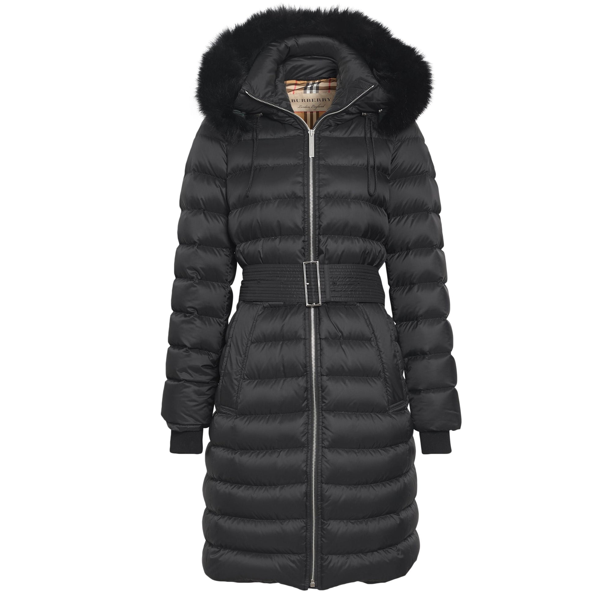 Doudoune rembourrée en duvet avec bordure en shearling amovible - Black