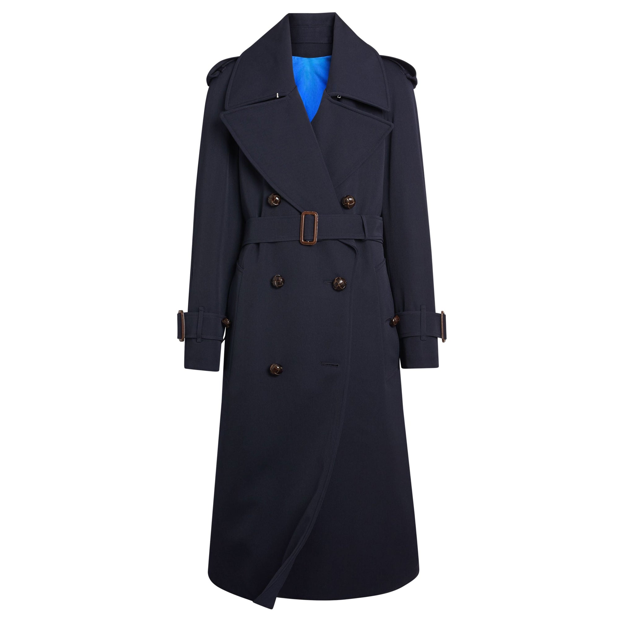 Trench en gabardine de laine avec revers oversize - Navy