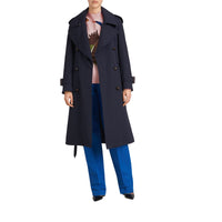 Trench en gabardine de laine avec revers oversize - Navy