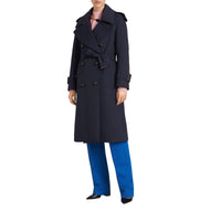 Trench en gabardine de laine avec revers oversize - Navy