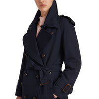 Trench en gabardine de laine avec revers oversize - Navy