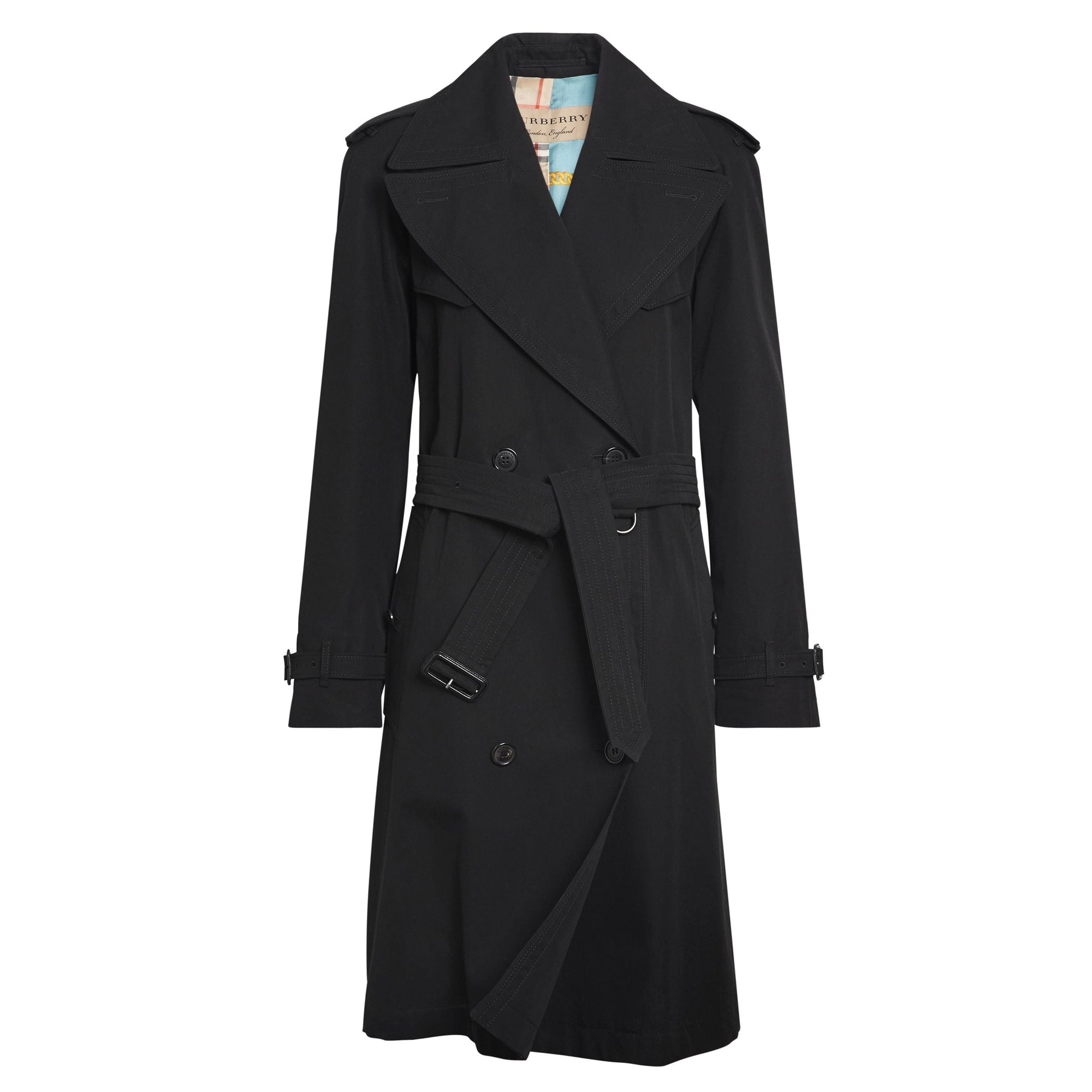 Trench en gabardine de coton avec revers oversize - Black