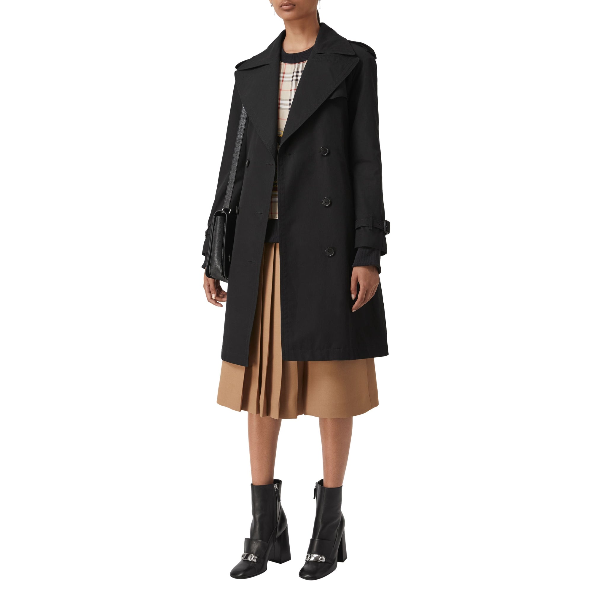 Trench en gabardine de coton avec revers oversize - Black