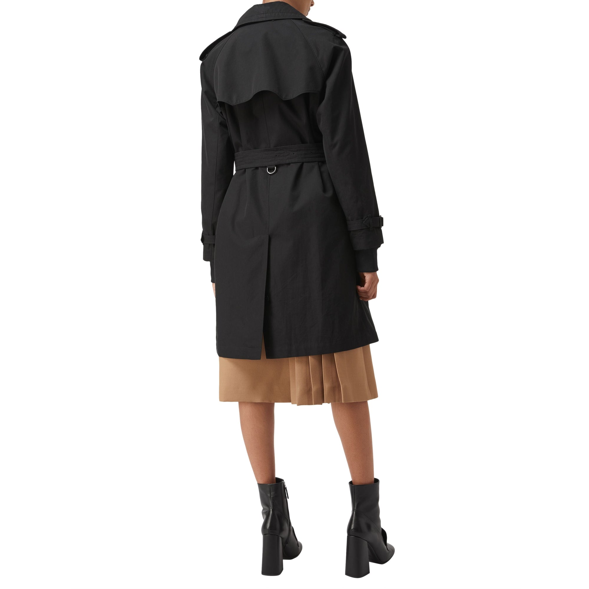 Trench en gabardine de coton avec revers oversize - Black