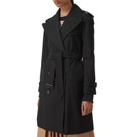 Trench en gabardine de coton avec revers oversize - Black