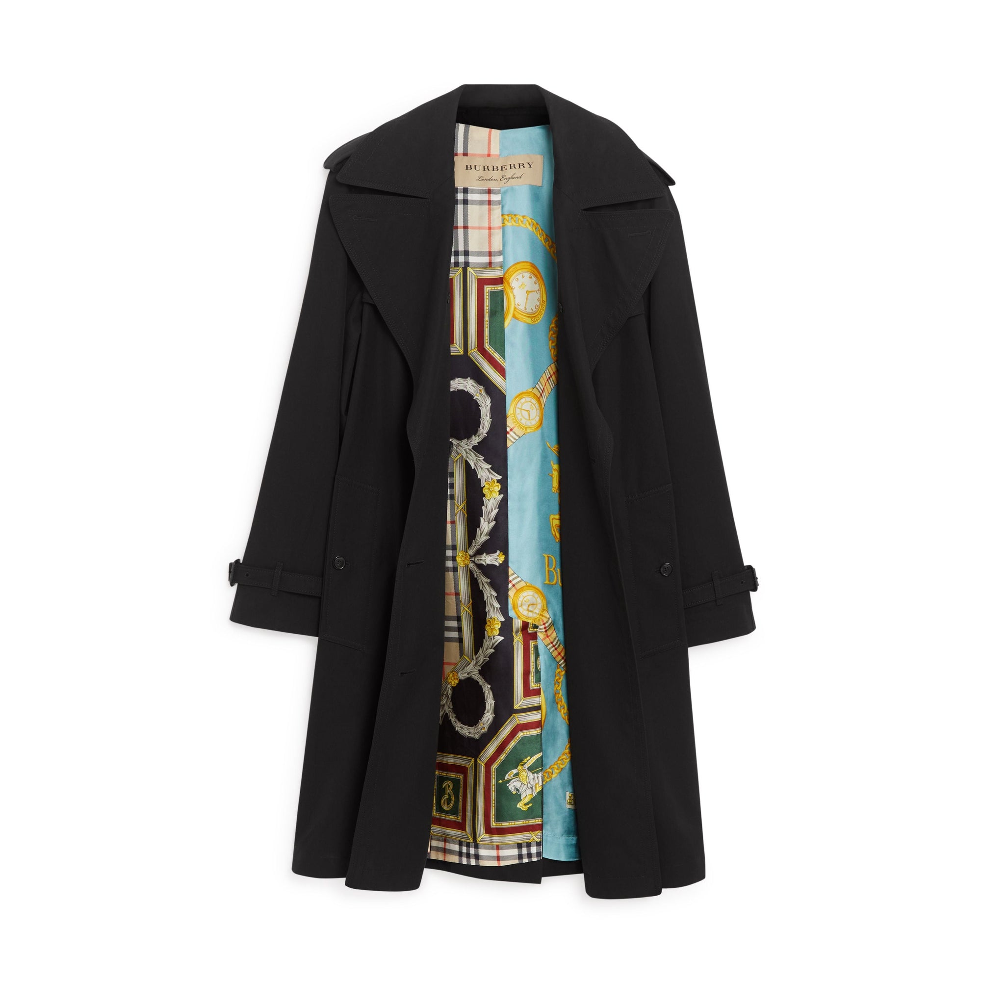 Trench en gabardine de coton avec revers oversize - Black