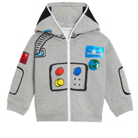 Veste à capuche en jersey avec imprimé astronaute - Grey Melange