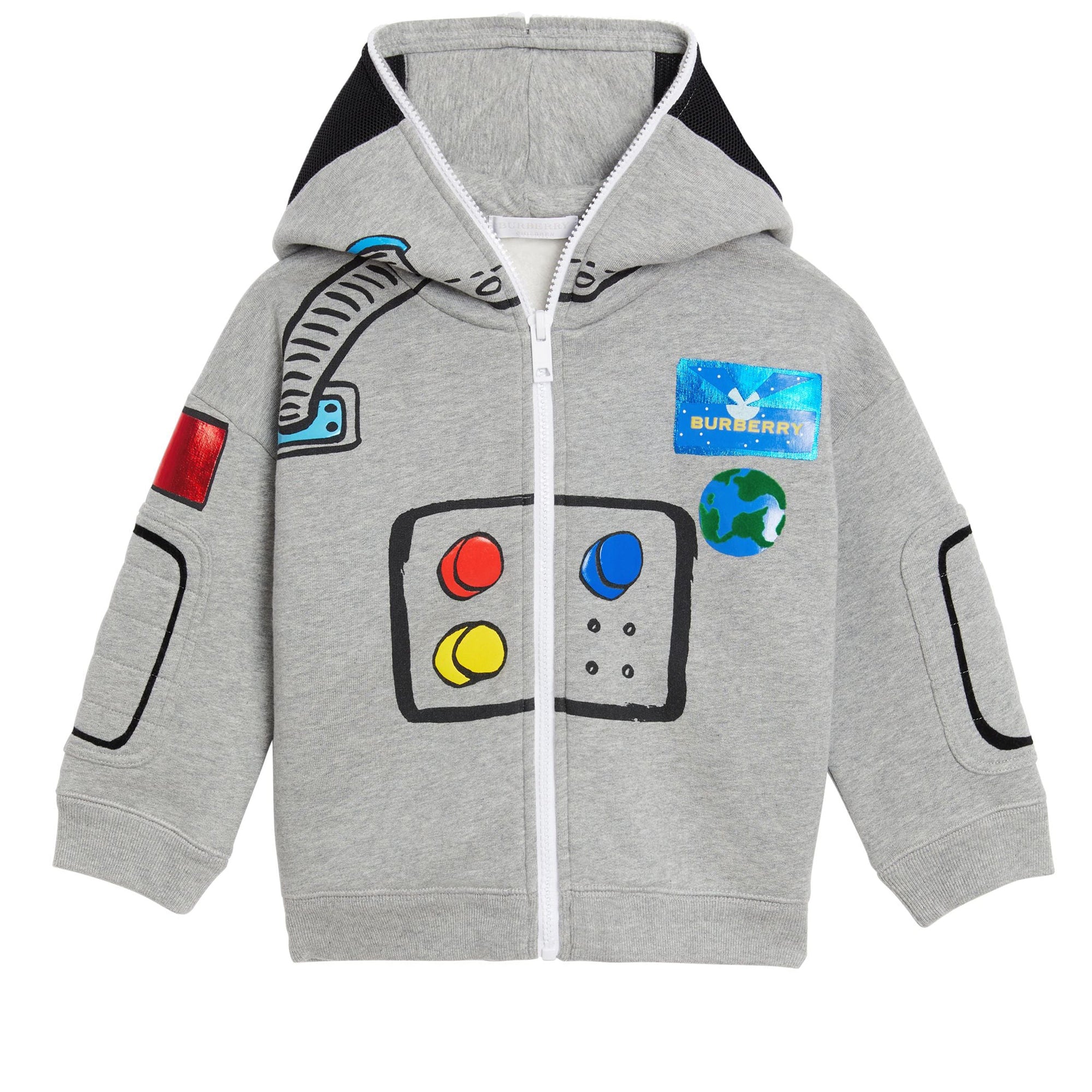 Veste à capuche en jersey avec imprimé astronaute - Grey Melange