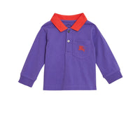 Polo à manches longues en coton avec logo d'archive - Bright Sapphire Blue