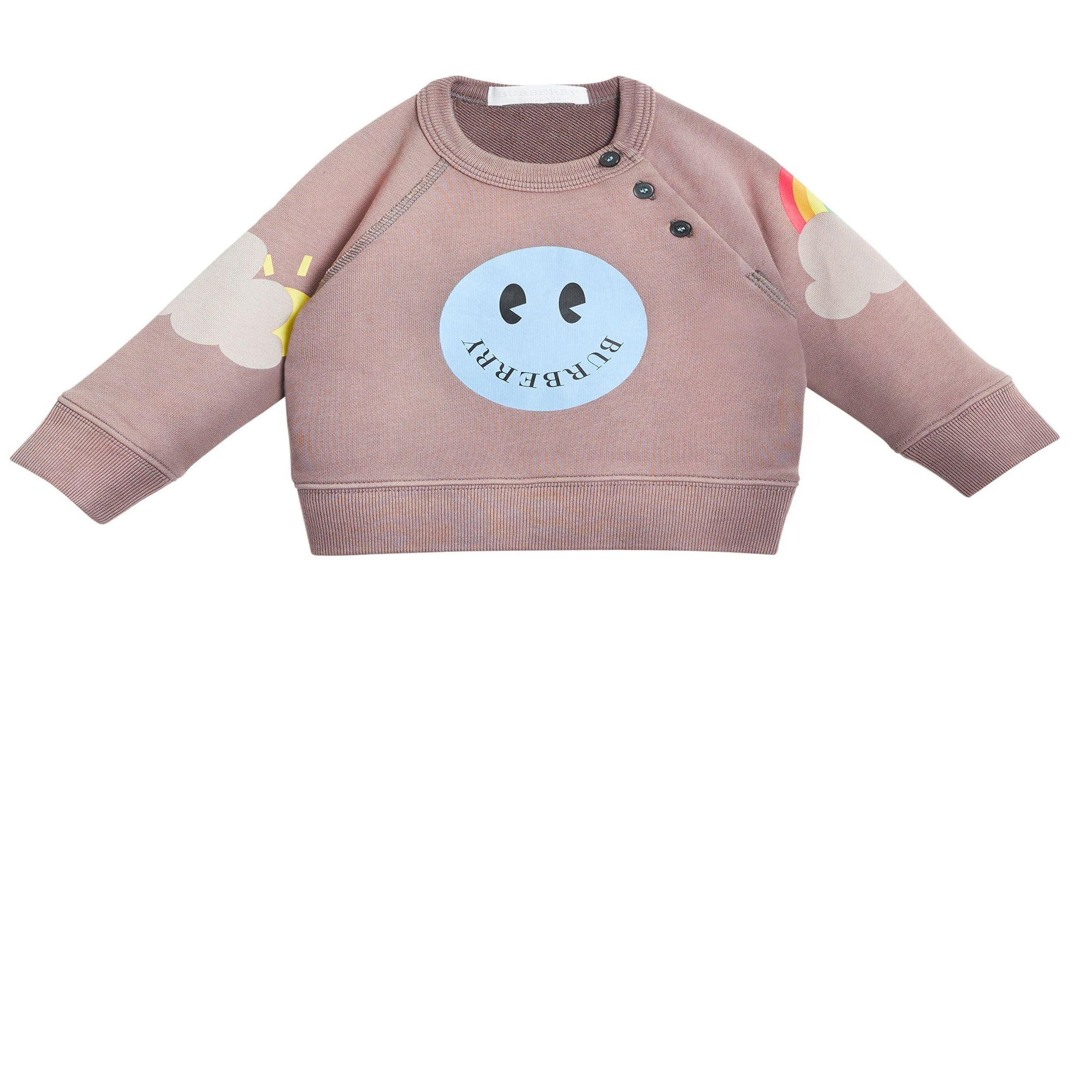 Sweat-shirt en coton avec imprimé smiley - Mauve