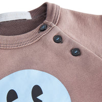 Sweat-shirt en coton avec imprimé smiley - Mauve