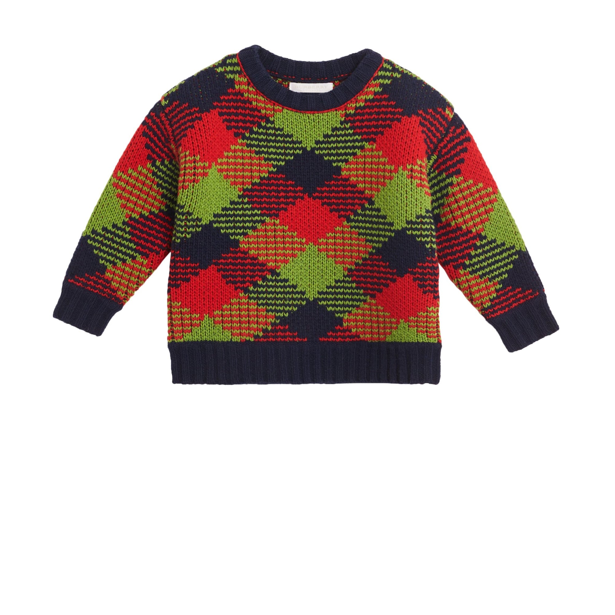 Pull en laine mélangée à motif check en intarsia - Bright Red