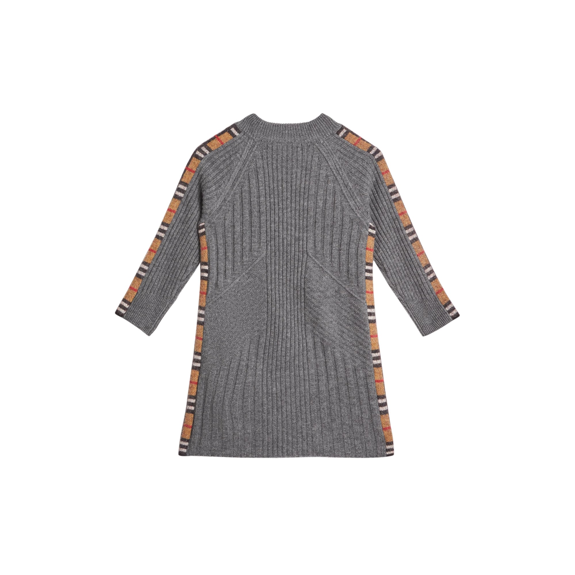 Robe en laine et cachemire avec détails check - Mid Grey Melange