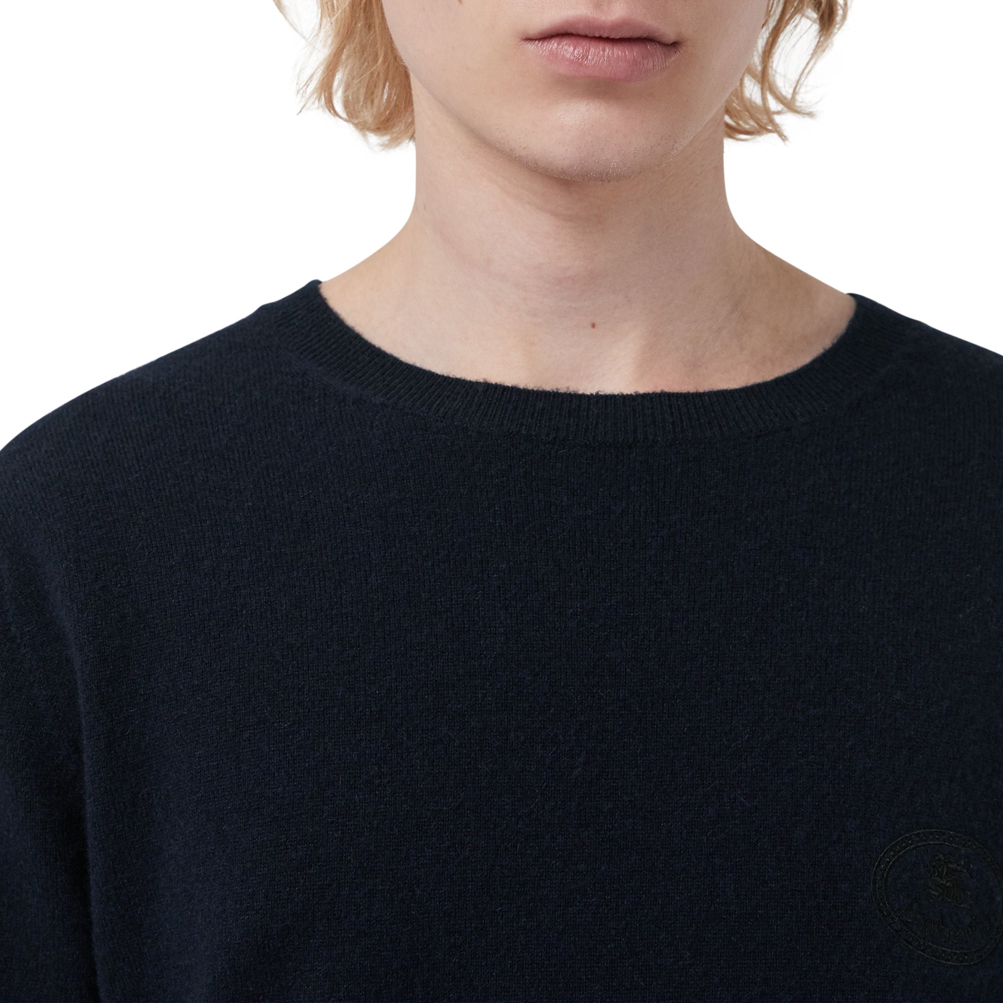 Pull en cachemire avec logo d'archive brodé - Navy