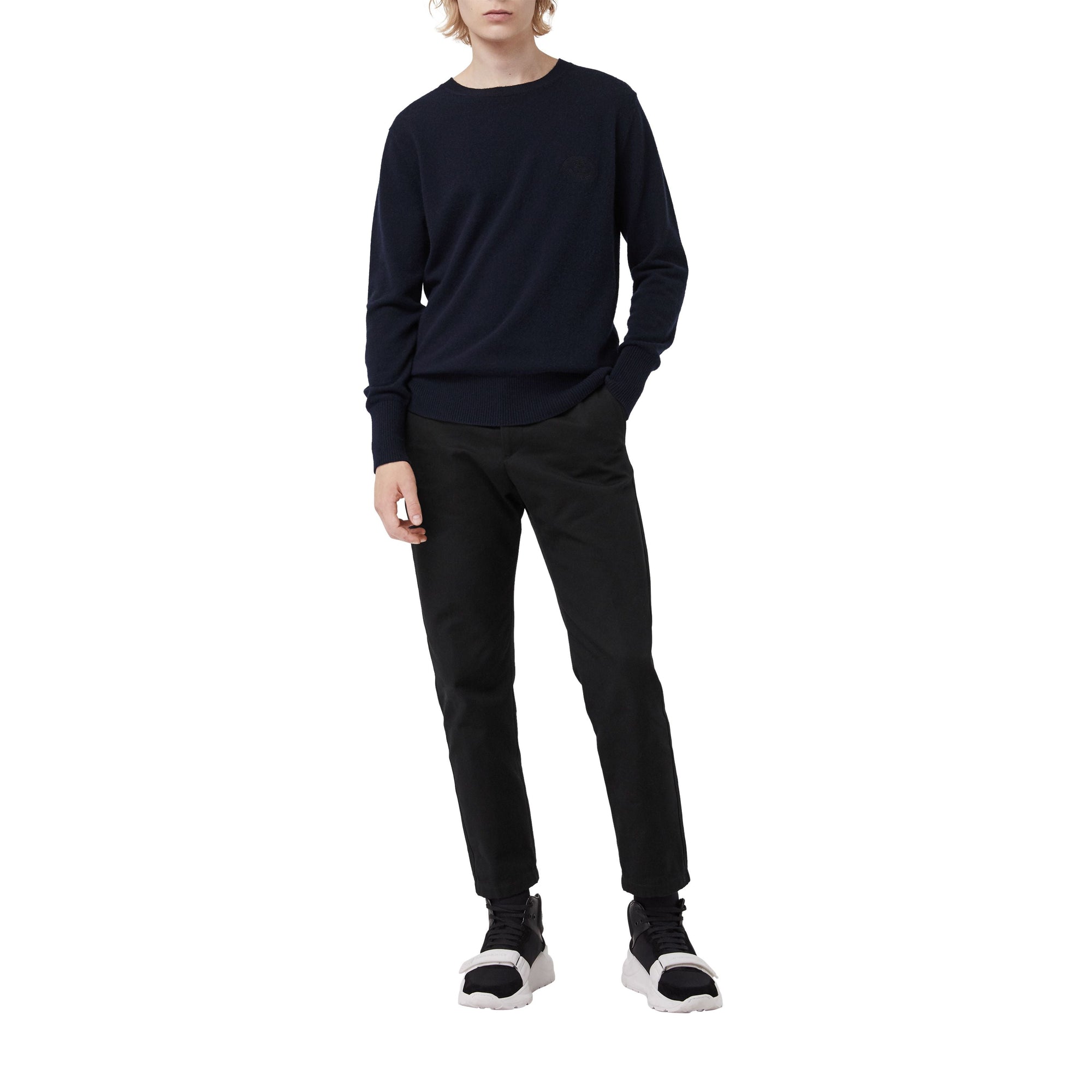 Pull en cachemire avec logo d'archive brodé - Navy