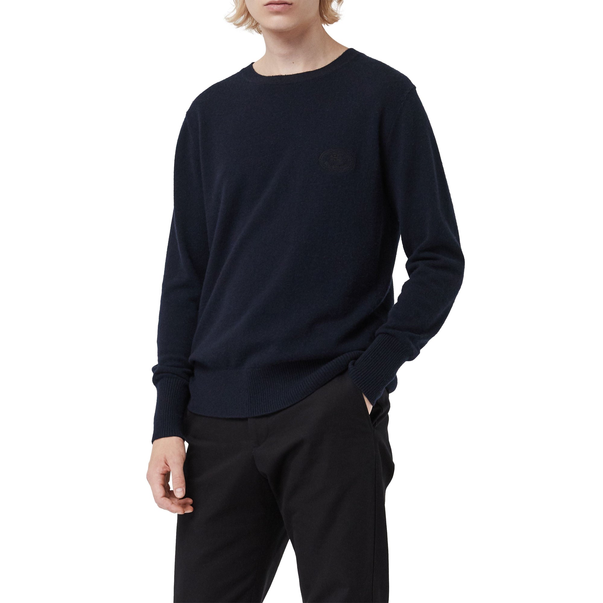 Pull en cachemire avec logo d'archive brodé - Navy