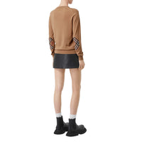 Pull en laine mérinos avec Vintage check - Camel