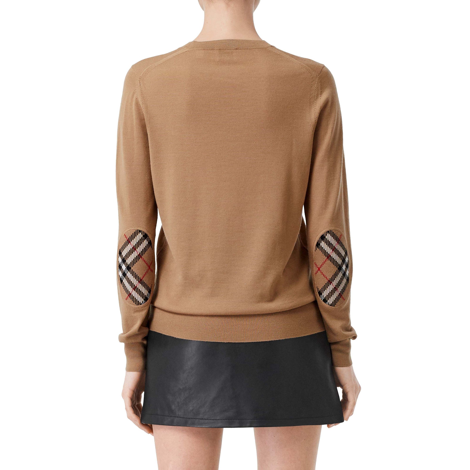 Pull en laine mérinos avec Vintage check - Camel