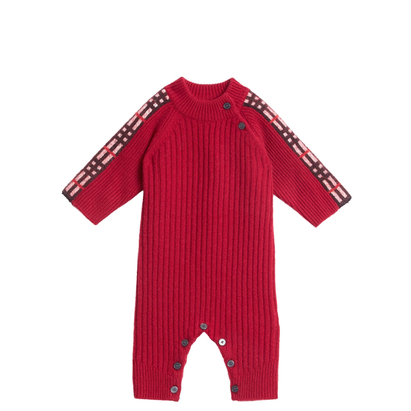 Combinaison en cachemire à motif check - Burgundy Red