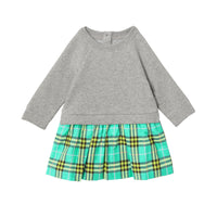 Robe pull en coton à motif check - Turquoise