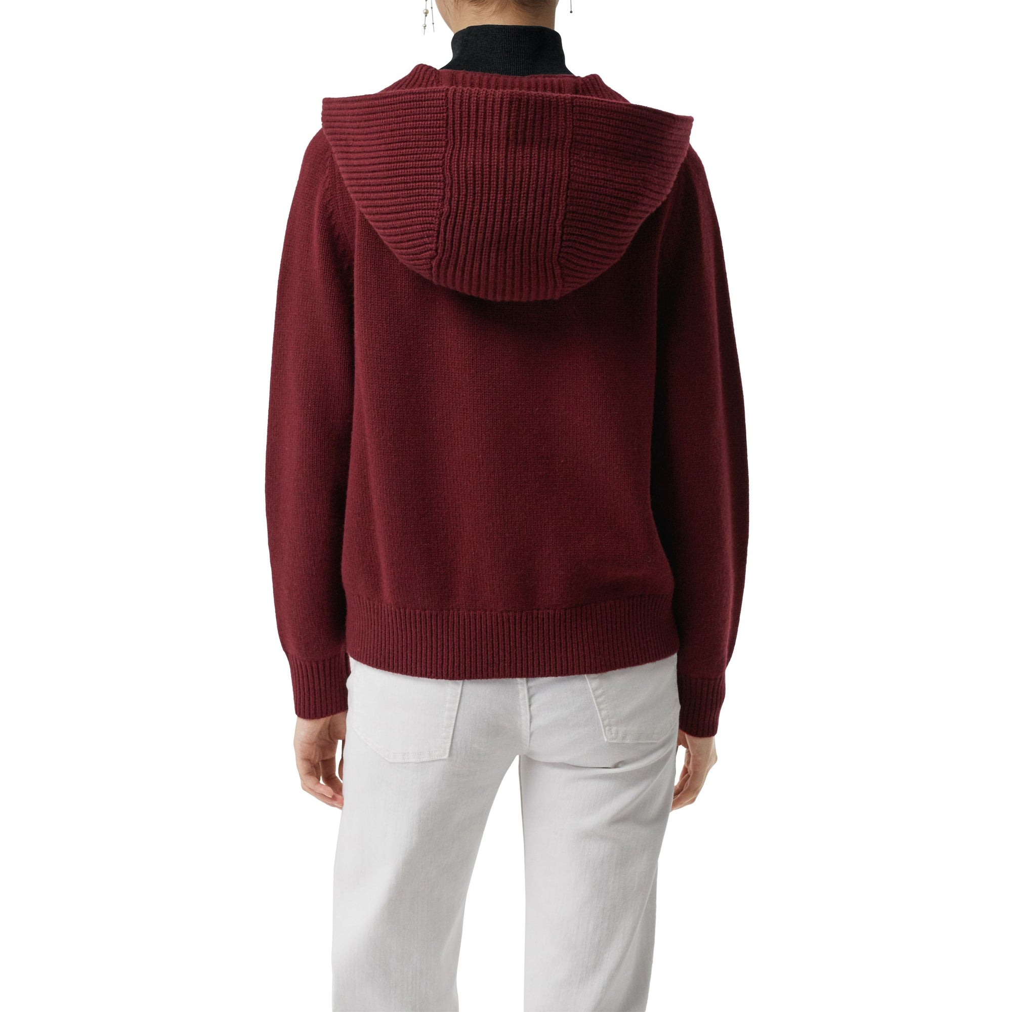 Haut à capuche en cachemire avec écusson brodé - Crimson