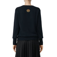 Pull en cachemire avec appliqué logo d'archive - Navy