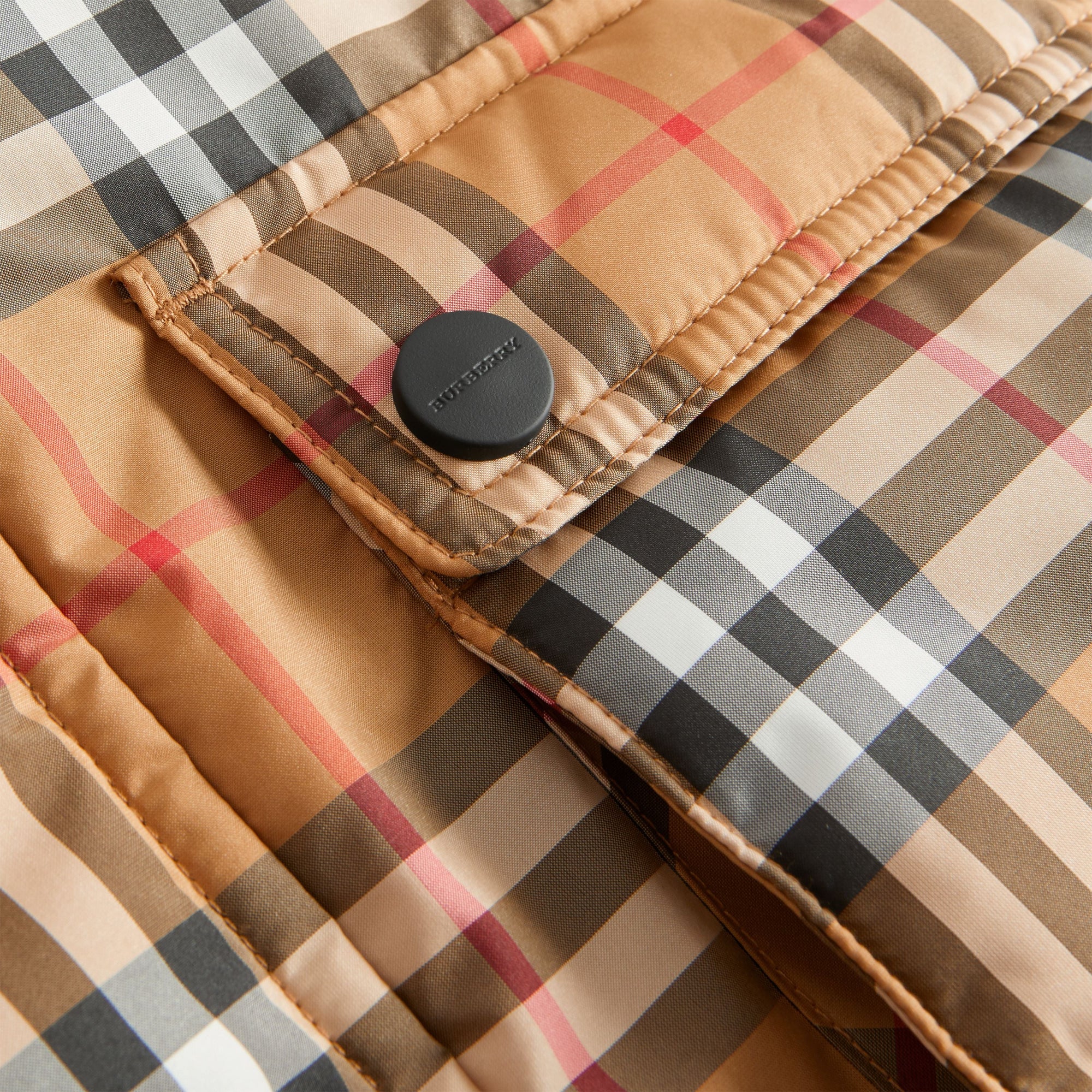 Doudoune rembourrée à capuche avec motif Vintage check - Antique Yellow