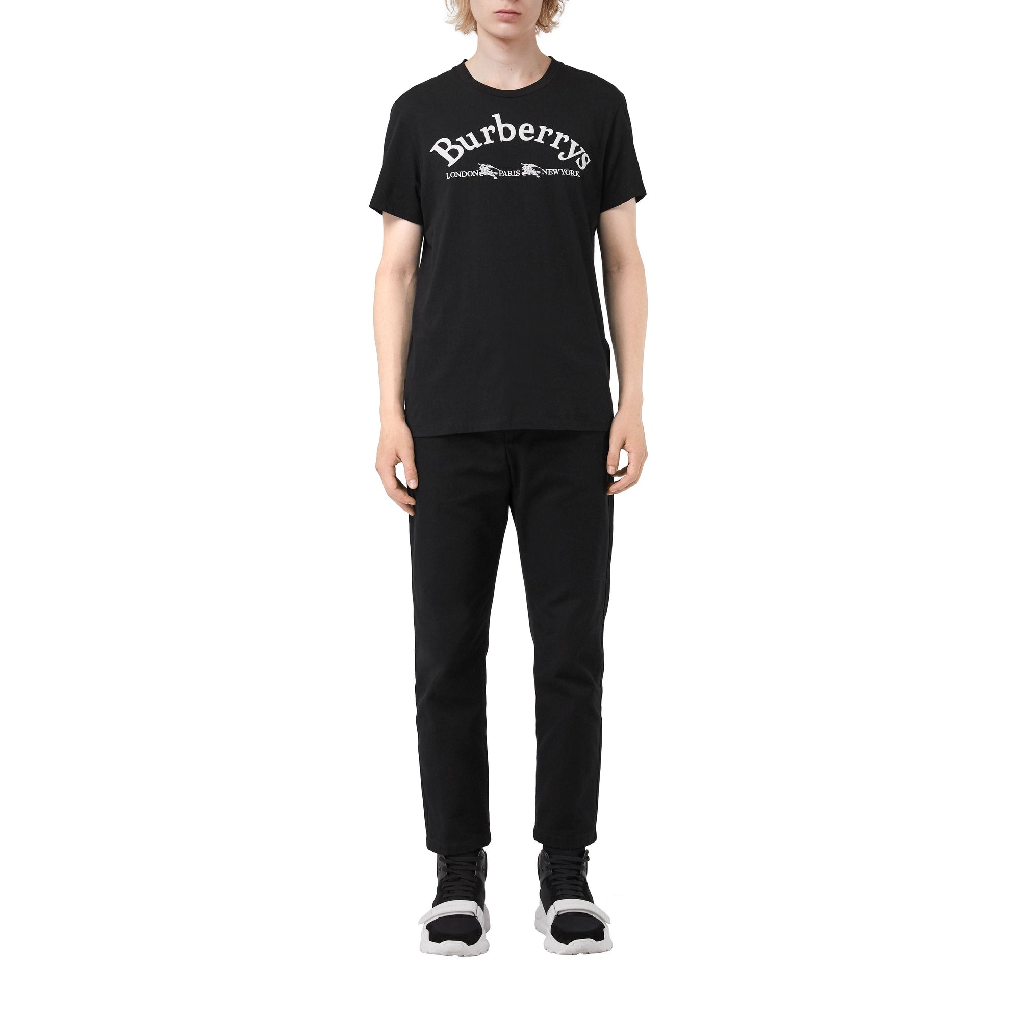 T-shirt en coton avec logo d'archive - Black