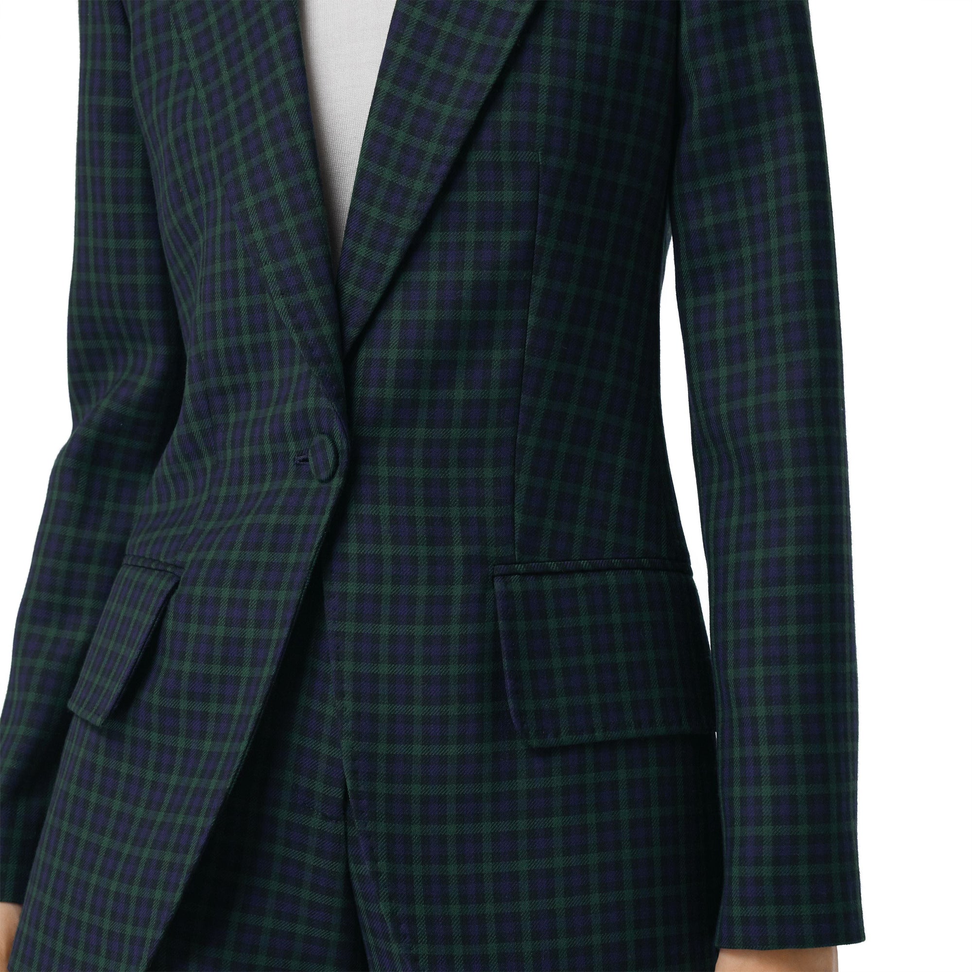 Blazer en laine extensible à motif check - Navy