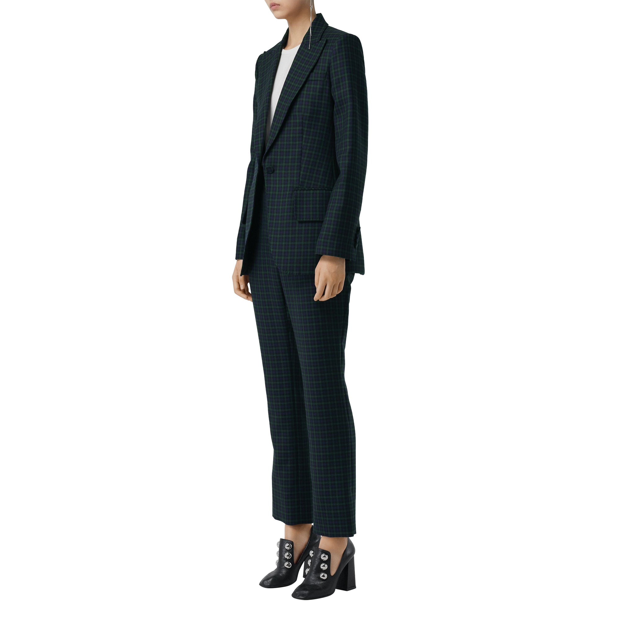 Blazer en laine extensible à motif check - Navy