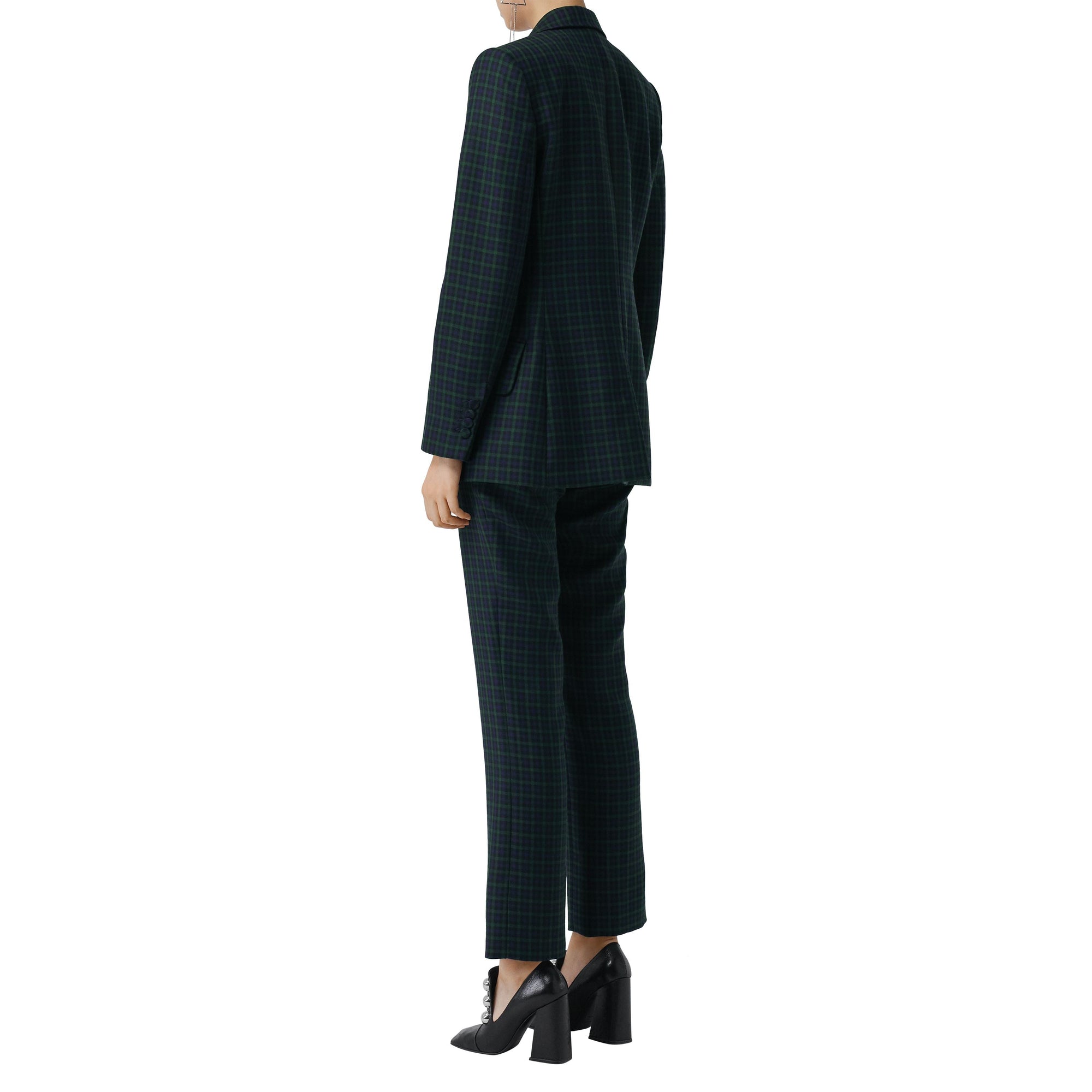 Blazer en laine extensible à motif check - Navy