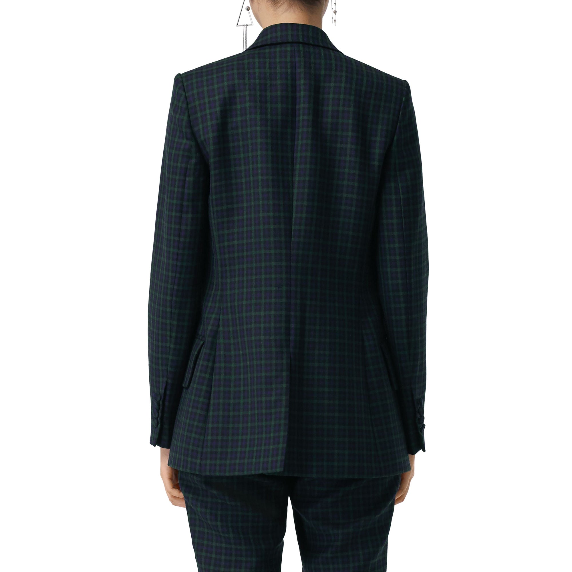 Blazer en laine extensible à motif check - Navy